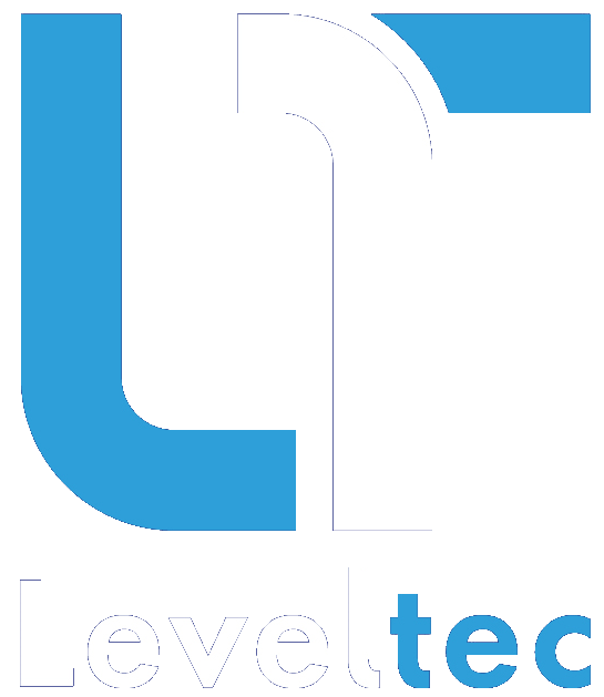 Leveltec Logo transparenter Hintergrund weiß und blau